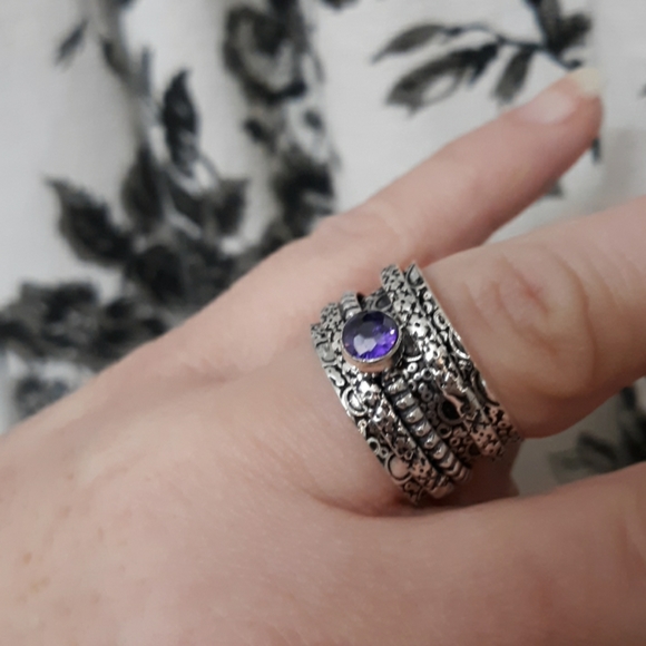 New Iolite 925 Silver Spinner Meditation Ring. - Picture 2 of 6